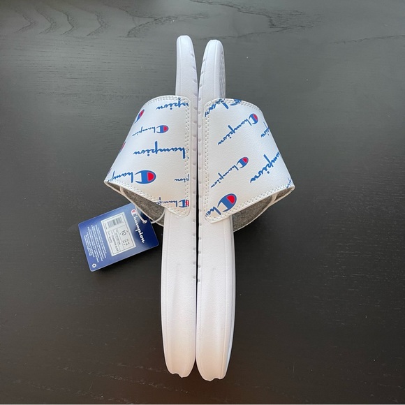 Champion Men’s Open Toe White Logo Slide Adjustable Closure EVA Sole Size 10 - Picture 3 of 9